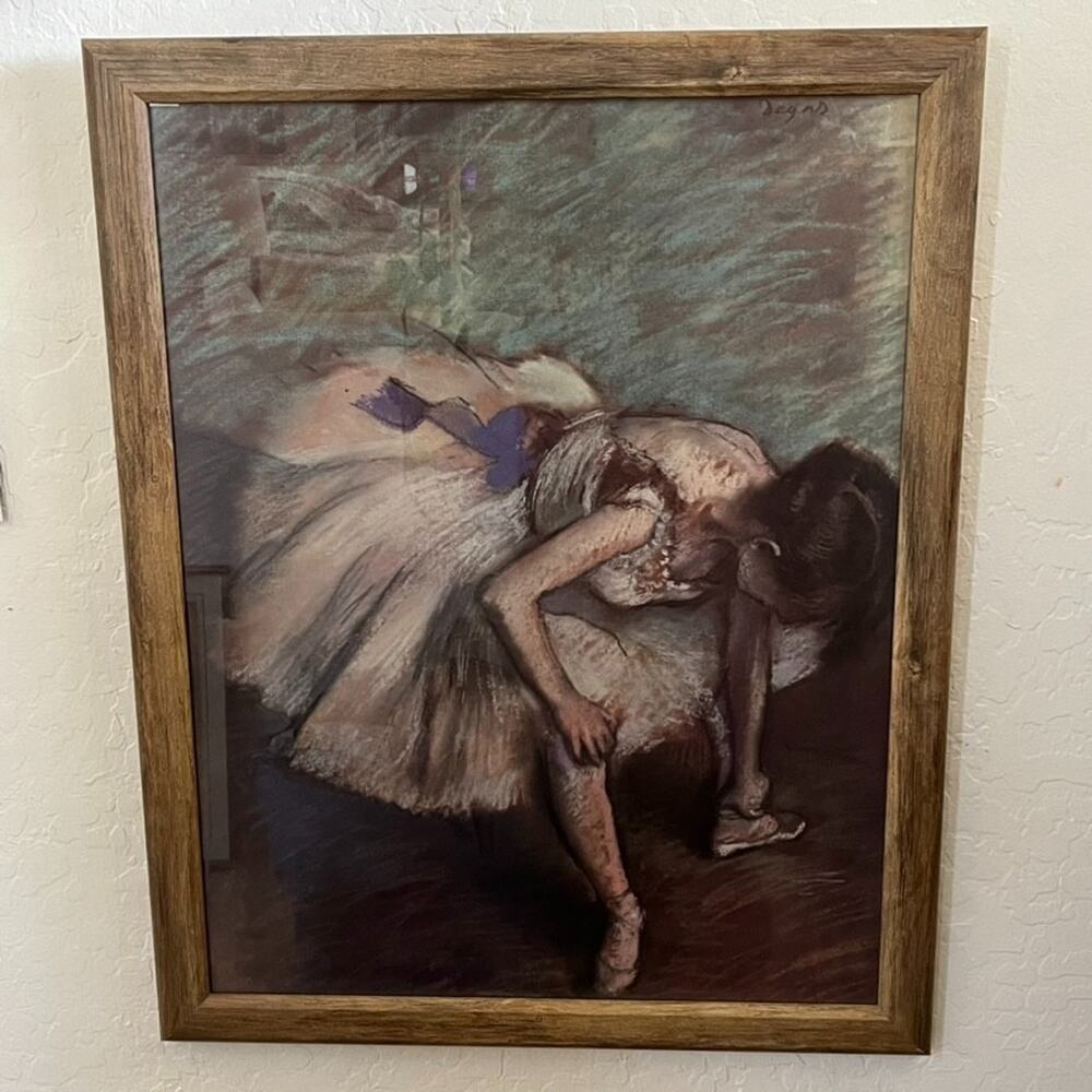 Edgar Degas Danseuse Assise Seated Dancer Art Print Rustic Wooden Frame